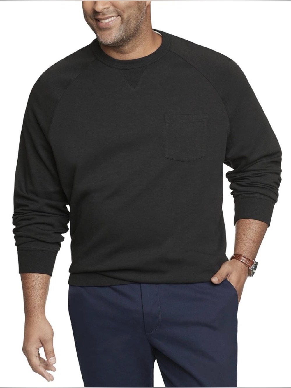 Van Heusen Dark Gray Crewneck Sweatshirt with Chest Pocket
